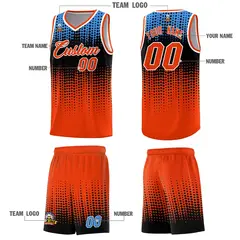 Orange Gradient Dots Pattern Team Basketball Jersey 5