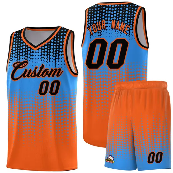 Orange Gradient Dots Pattern Team Basketball Jersey