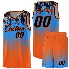 Orange Gradient Dots Pattern Team Basketball Jersey 1