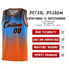 Orange Gradient Dots Pattern Team Basketball Jersey 2