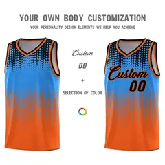 Orange Gradient Dots Pattern Team Basketball Jersey 3