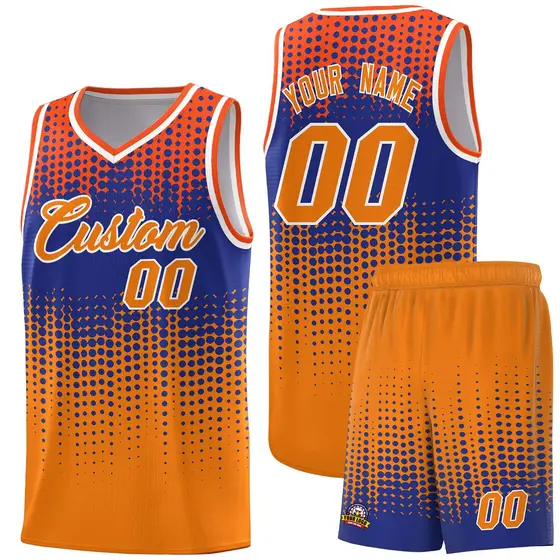 Orange Gradient Dots Pattern Team Basketball Jersey