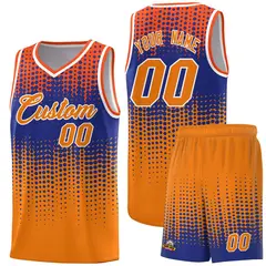 Orange Gradient Dots Pattern Team Basketball Jersey 1