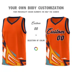 Orange Gradient Graffiti Pattern Sports Basketball Jersey 3
