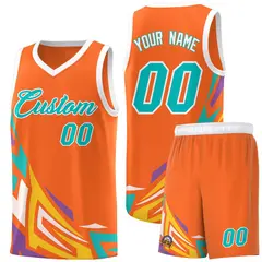 Orange Gradient Graffiti Pattern Sports Basketball Jersey 1