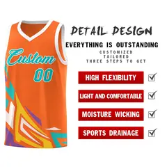 Orange Gradient Graffiti Pattern Sports Basketball Jersey 2