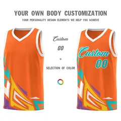 Orange Gradient Graffiti Pattern Sports Basketball Jersey 3