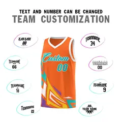 Orange Gradient Graffiti Pattern Sports Basketball Jersey 4
