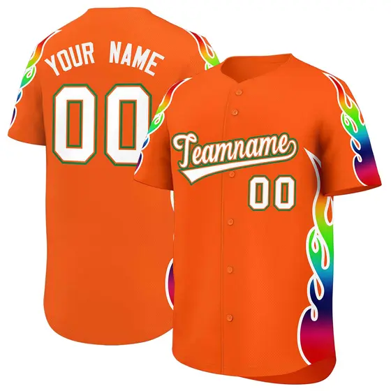 Orange Graffiti Multicolored Flames Print Baseball Jersey