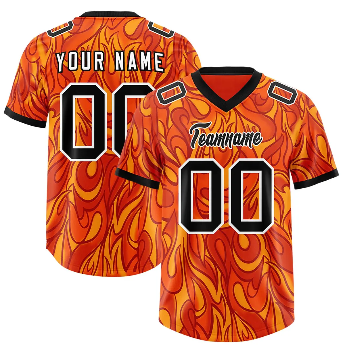 Orange Graffiti Pattern Authentic Football Jersey