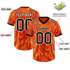 Orange Graffiti Pattern Authentic Football Jersey 2