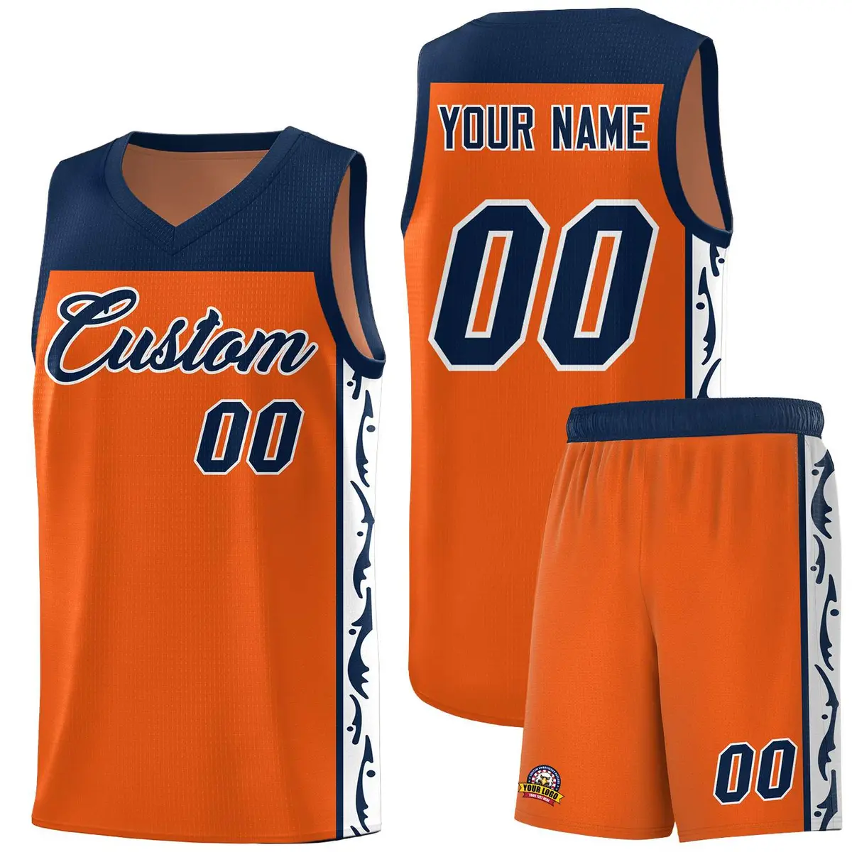 Orange Graffiti Side Pattern Basketball Jersey