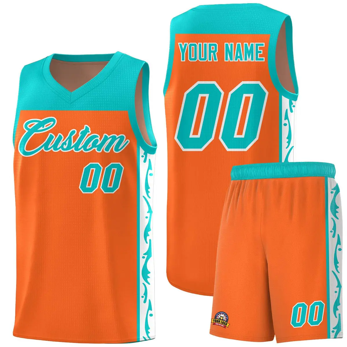 Orange Graffiti Side Pattern Basketball Jersey