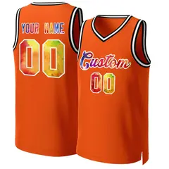 Orange Graffiti-White Graffiti Pattern Mesh Basketball Jersey