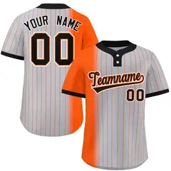Orange Gray-Black Gradient Stripe Two-Button Softball Jersey