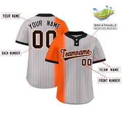 Orange Gray-Black Gradient Stripe Two-Button Softball Jersey 2