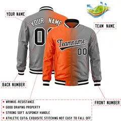 Orange Gray Gradient Letterman Bomber Jacket 2