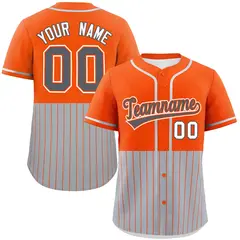 Orange Gray Half Stripe Authentic Baseball Jersey 1