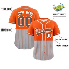 Orange Gray Half Stripe Authentic Baseball Jersey 2