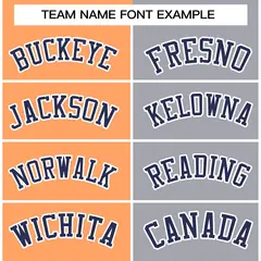 Orange Gray-Navy Two Tone Split Varsity Full-Snap Letterman Jacket 5