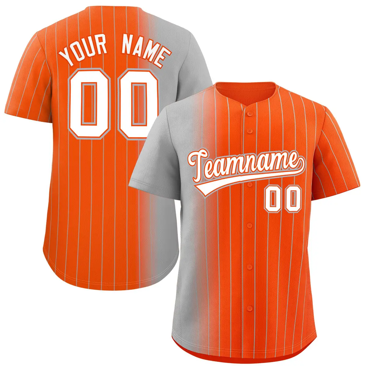 Orange Gray Pinstripe Gradient Baseball Jersey