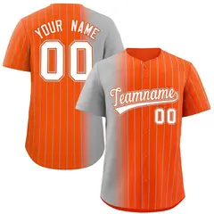 Orange Gray Pinstripe Gradient Baseball Jersey 1