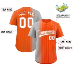 Orange Gray Pinstripe Gradient Baseball Jersey 2