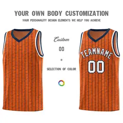 Orange Gray Pinstripe Retro Sets Uniform Basketball Jersey 3