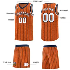 Orange Gray Pinstripe Retro Sets Uniform Basketball Jersey 5