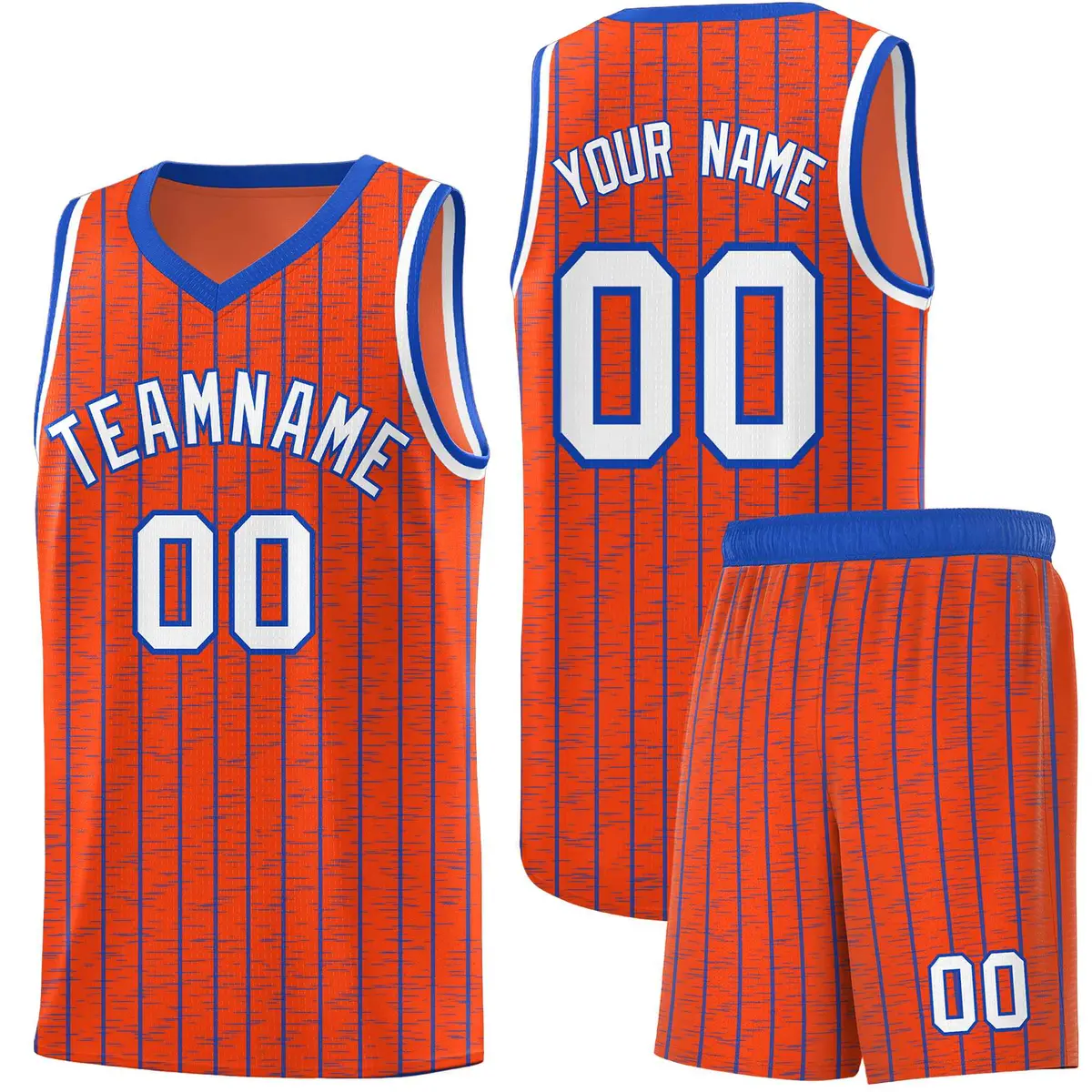 Orange Gray Pinstripe Retro Sets Uniform Basketball Jersey
