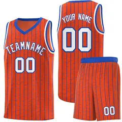 Orange Gray Pinstripe Retro Sets Uniform Basketball Jersey 1