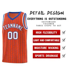 Orange Gray Pinstripe Retro Sets Uniform Basketball Jersey 2