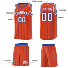Orange Gray Pinstripe Retro Sets Uniform Basketball Jersey 5