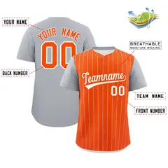 Orange Gray Pinstripe Two-Tone Authentic Baseball Jersey 2