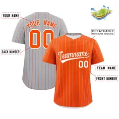 Orange Gray Pinstripe Two-Tone Authentic Baseball Jersey 2