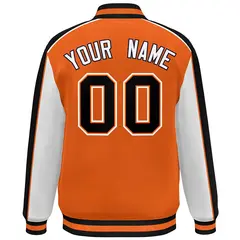 Orange Gray-Royal Color Block Varsity Full-Snap Baseball Jacket 4