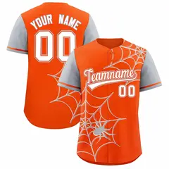 Orange Gray Spider Web Raglan Authentic Baseball Jersey 1