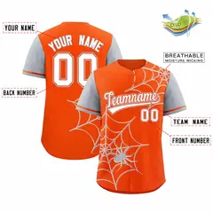 Orange Gray Spider Web Raglan Authentic Baseball Jersey 2