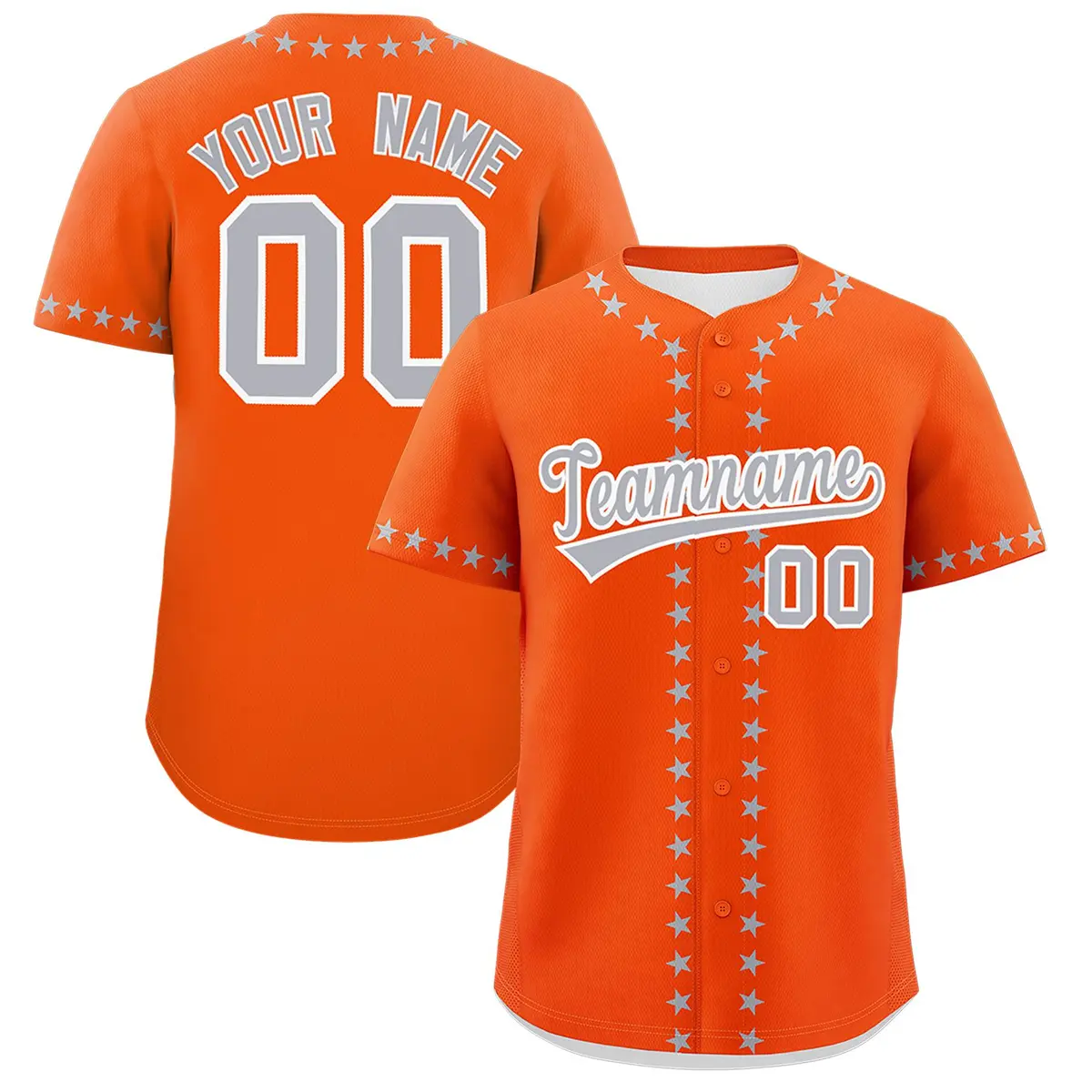 Orange Gray Star Ribbing Authentic Baseball Jersey