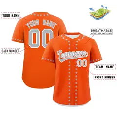 Orange Gray Star Ribbing Authentic Baseball Jersey 2