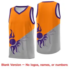 Orange Gray Sunburst Two Tone Athletic Basketball Jersey 2