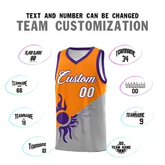 Orange Gray Sunburst Two Tone Athletic Basketball Jersey 5