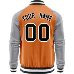 Orange Gray Varsity Full-Zip Raglan Sleeves Letterman Baseball Jacket 6