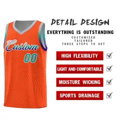Orange Gray Wave Pattern Sports Uniform Basketball Jersey 2