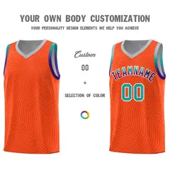 Orange Gray Wave Pattern Sports Uniform Basketball Jersey 3