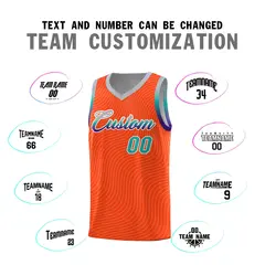 Orange Gray Wave Pattern Sports Uniform Basketball Jersey 4