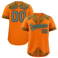 Orange Green Baroque Style Baseball Jersey