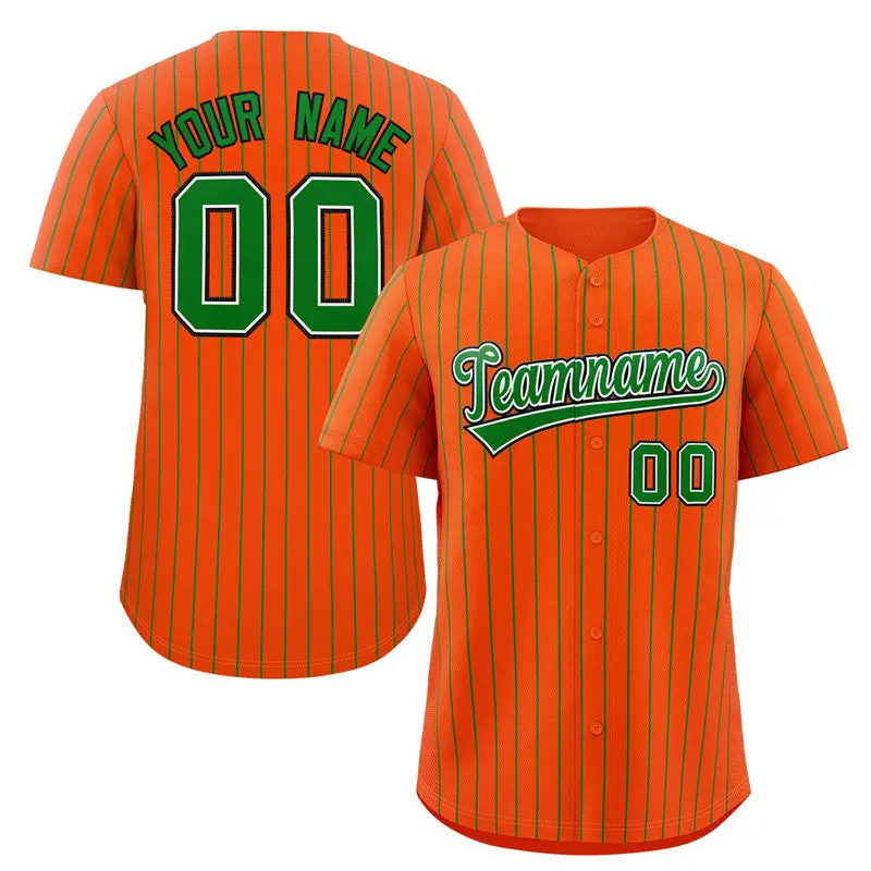Orange Green-Black Stripe Authentic Fashion Baseball Jersey