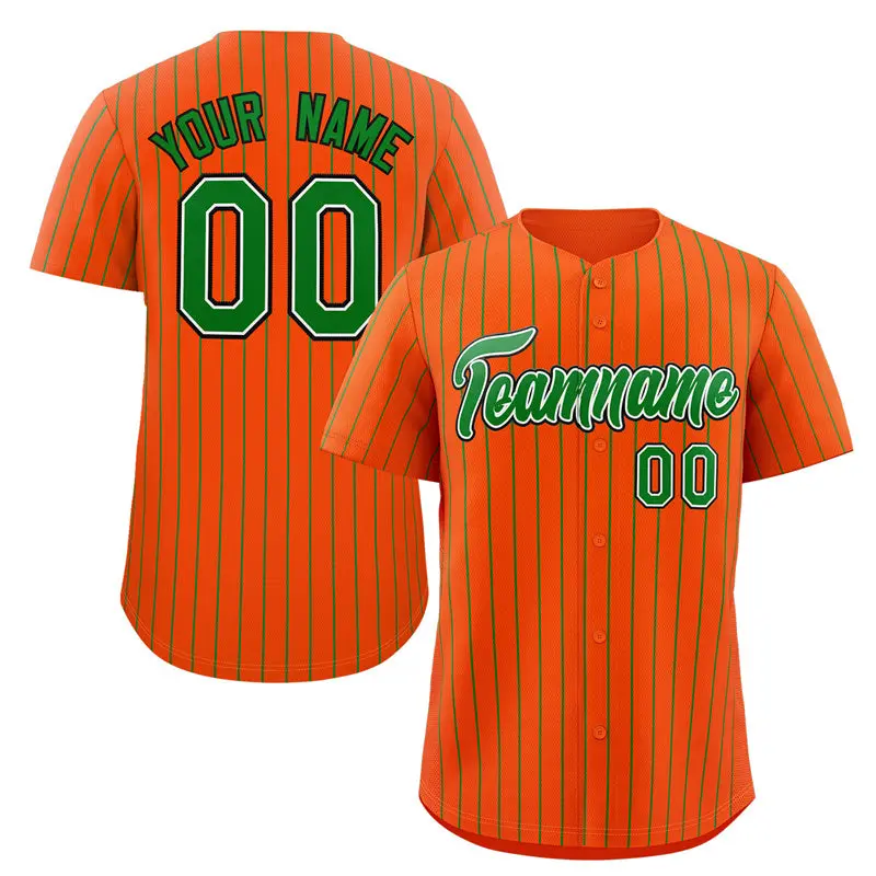Orange Green-Black Stripe Authentic Fashion Baseball Jersey
