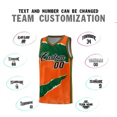 Orange Green-Black Tear Graffiti Sports Basketball Jersey 4